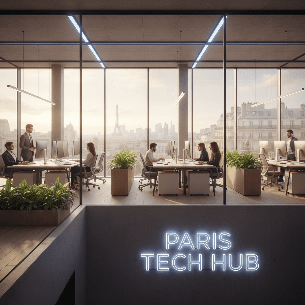 Modern DataForge Systems office workspace in Paris