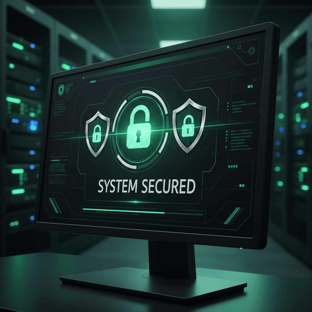 Secure cloud security interface with encryption symbols
