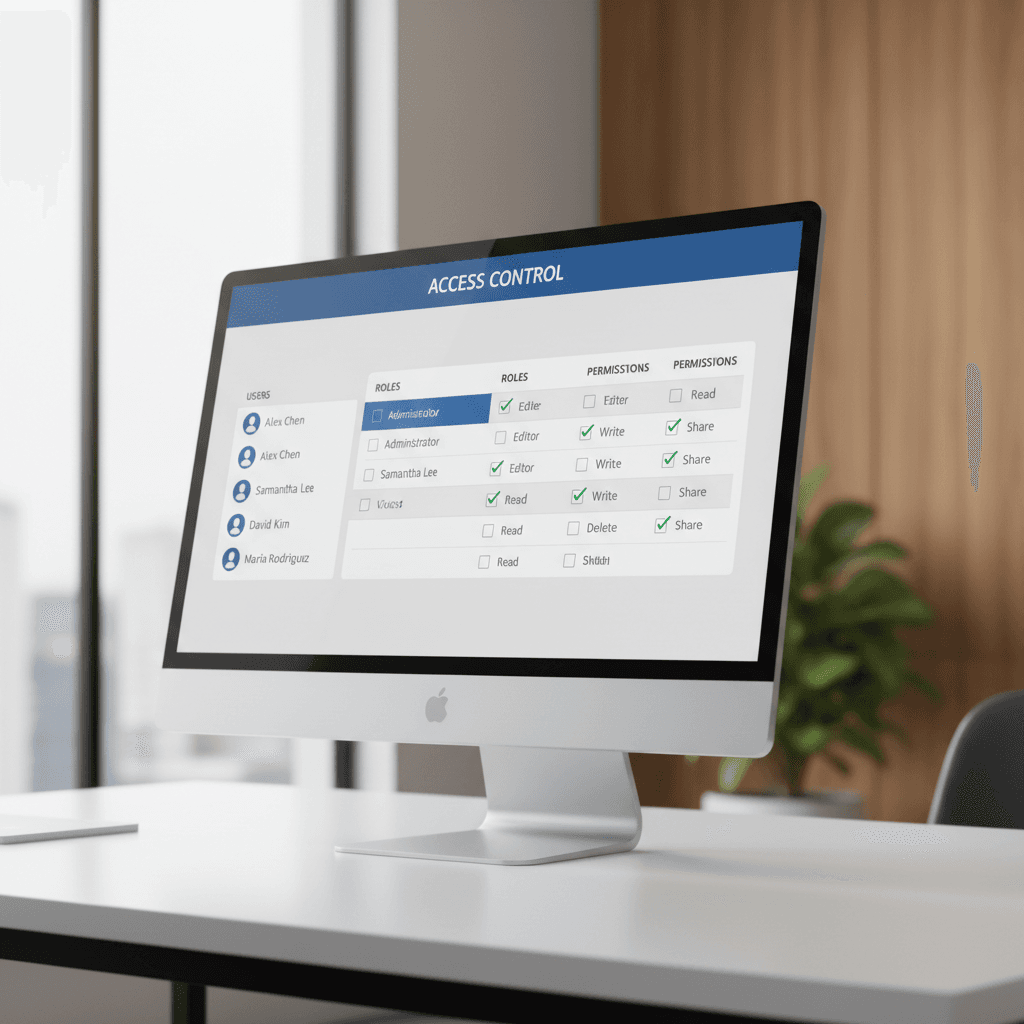 Role-based access control and permissions management interface
