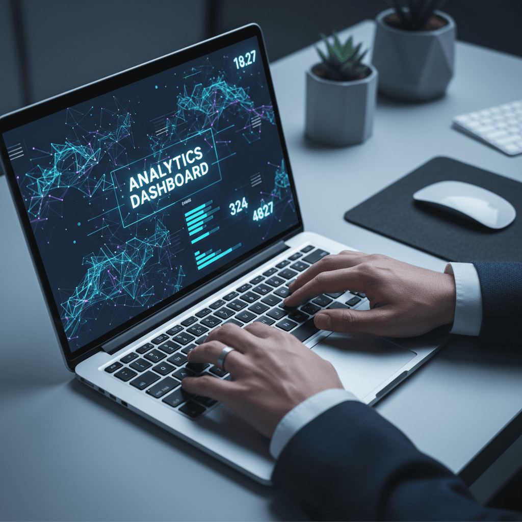 Data analytics dashboard on computer screen